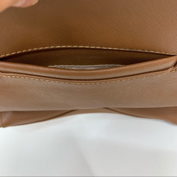 Nine West Brown Camel Tan All Over Geometric Pattern Contrast Satchel Purse - Picture 11 of 16